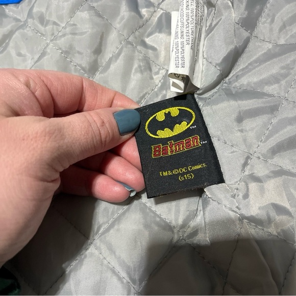 Western Chief Batman Rain Coat Jacket Kids Toddler Size 5 Blue Fleece Quilted - Picture 7 of 11